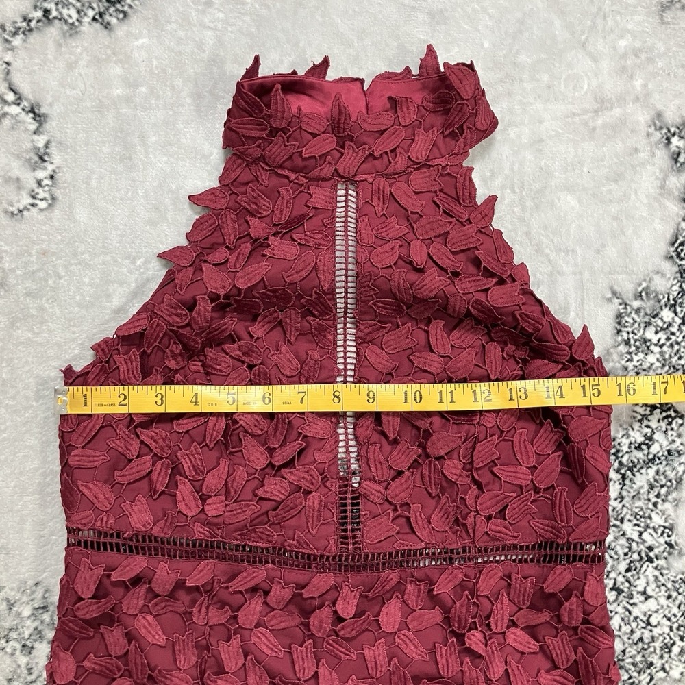 Bardot Red Lace Midi Dress Halter High Neck Cutout Formal Womens Size Large - Picture 2 of 13